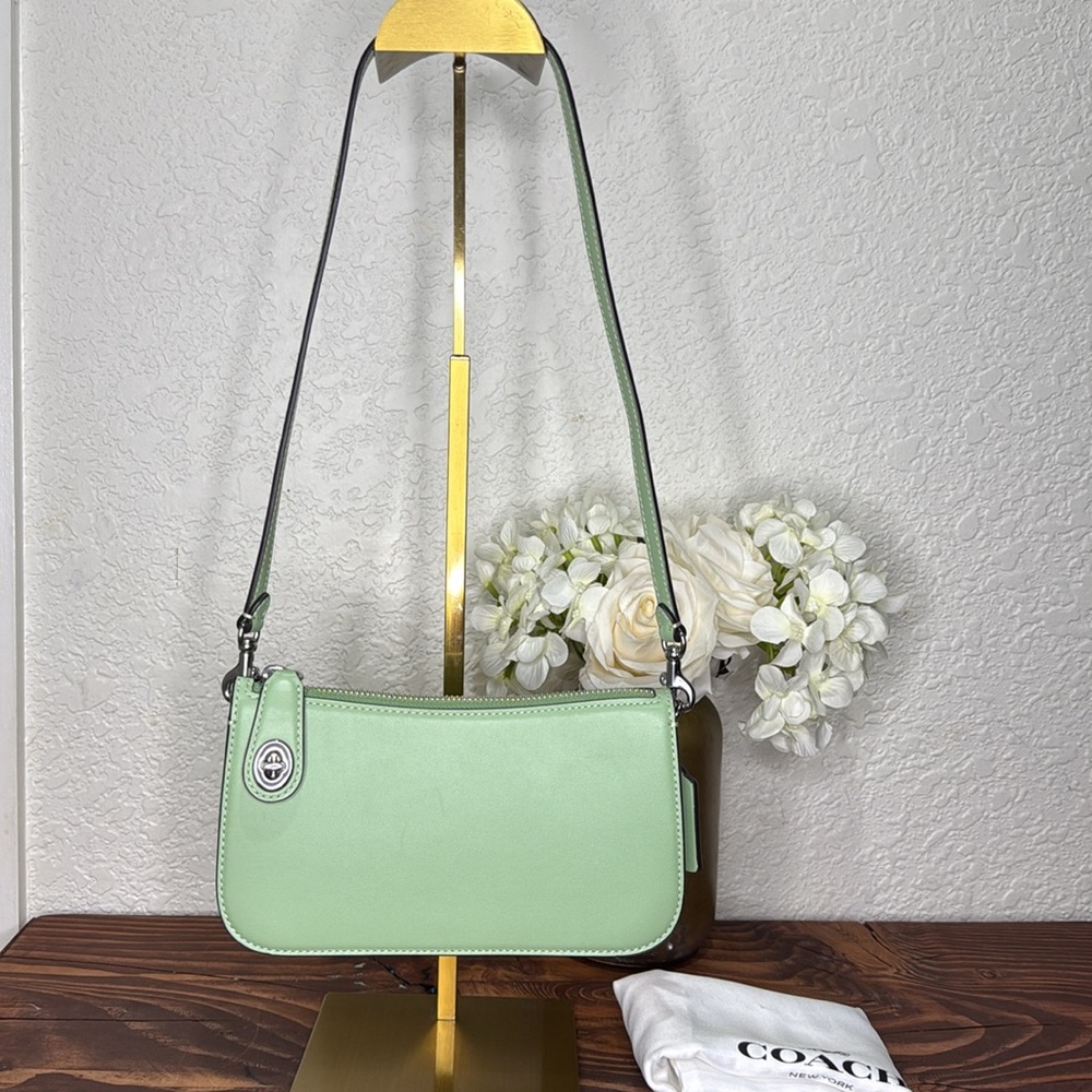 Coach Genuine Leather Penn Shoulder Bag in Pale Pistachio, Silver Hardware